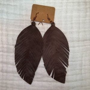Suede feather earrings
